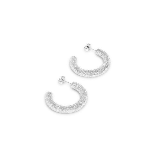 Hoop Earrings Textured Hoop Earring Silver – Meiva earrings