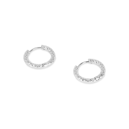 Hoop Earrings Textured Hoop Earrings Silver – Meiva earrings