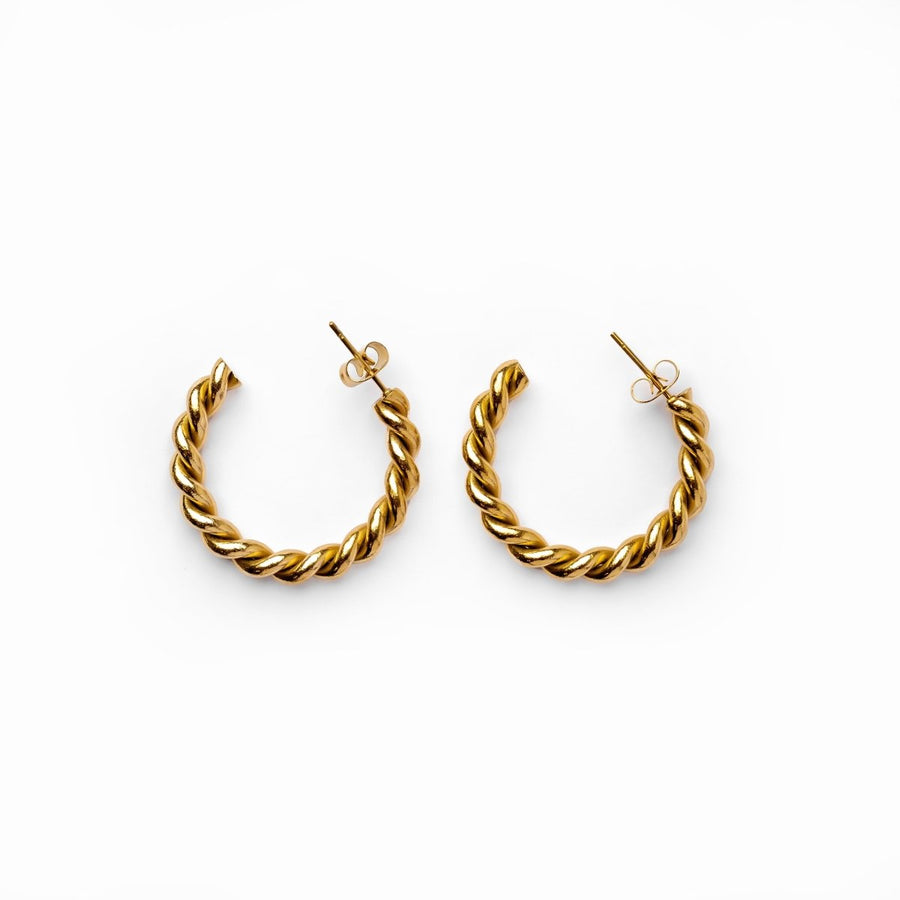 Twist Hoop Earrings in Gold