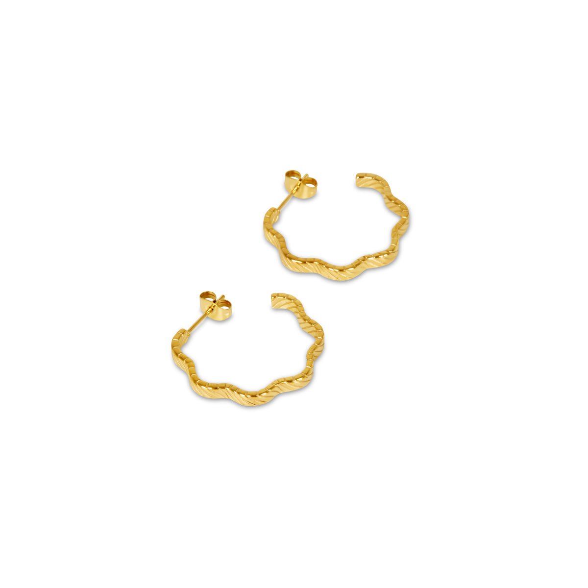Hoop Earrings Wavy Texture Hoop Earrings 18K Gold-Plated in 18K gold-plated – Meiva earrings