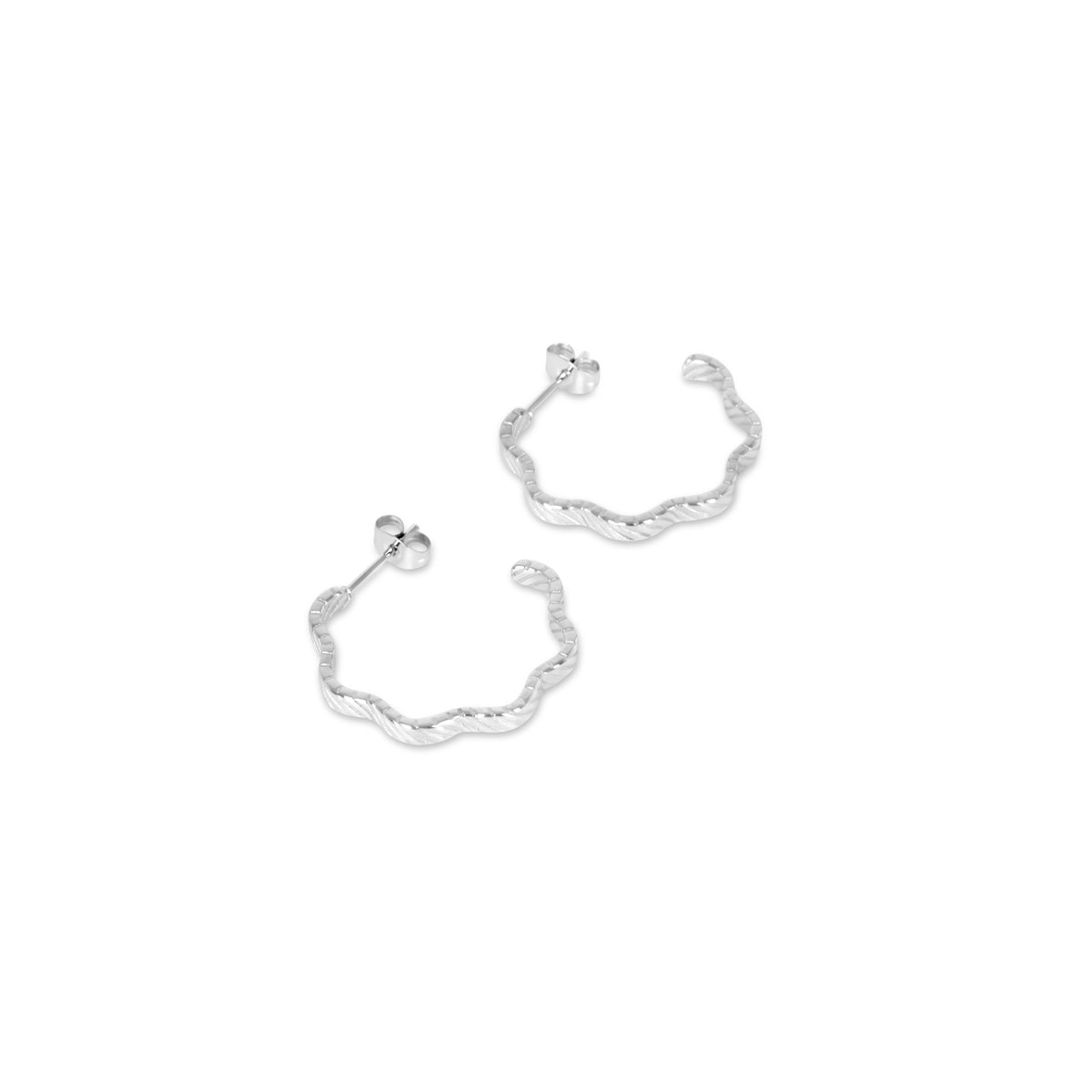 Hoop Earrings Silver Wavy Texture Hoop Earrings – Meiva earrings