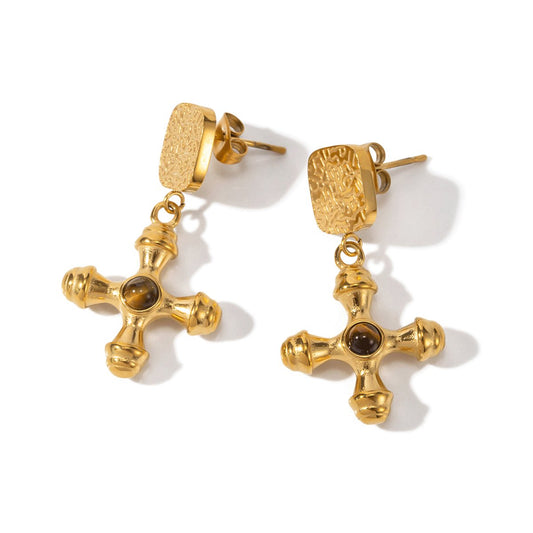 Earrings Tiger Eye 18K Gold-Plated Earring in 18K gold-plated – Meiva earrings
