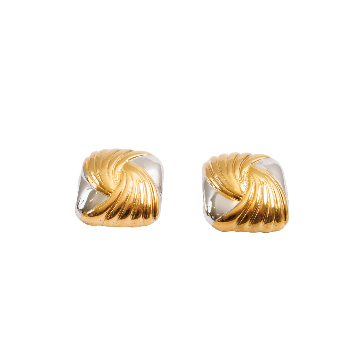 Earrings Spiral Square Two-Tone Gold and Silver – Meiva earrings