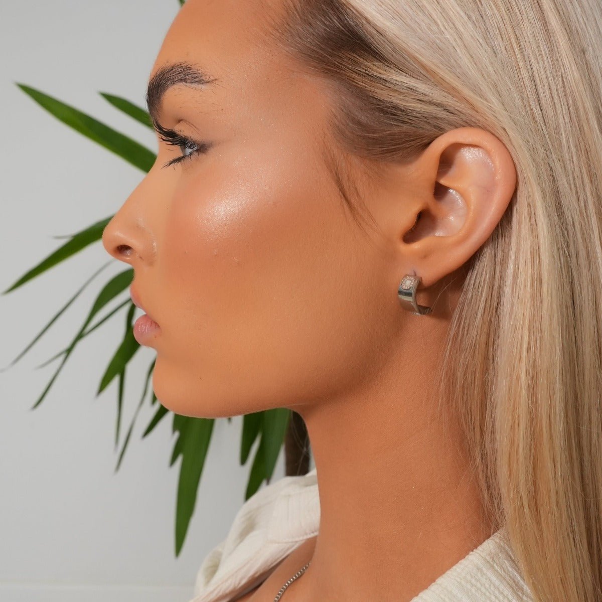 Earrings Silver Square Charm – Meiva earrings view 3