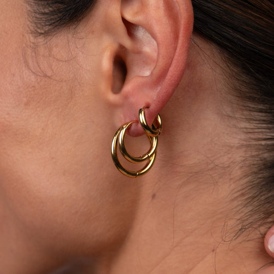 Earrings Trio Hoop 18K Gold-Plated in 18K gold-plated – Meiva earrings view 2