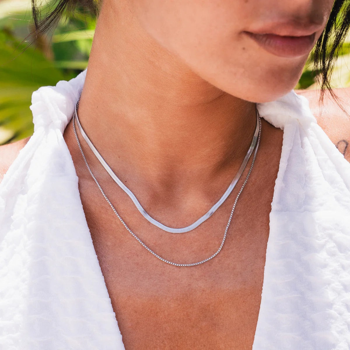 Set Essentials Necklace Silver – Meiva necklace view 2