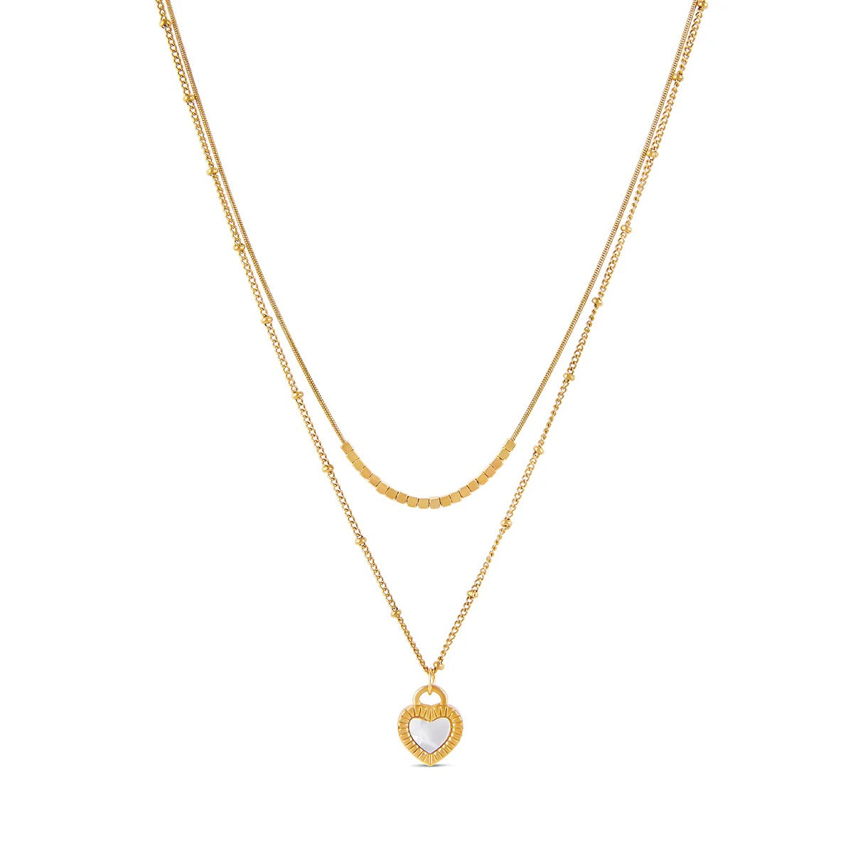 Set Marbled Heart Necklace 18K Gold Plated in 18K gold-plated – Meiva necklace