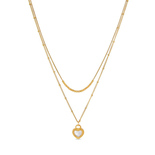 Set Marbled Heart Necklace 18K Gold Plated in 18K gold-plated – Meiva necklace