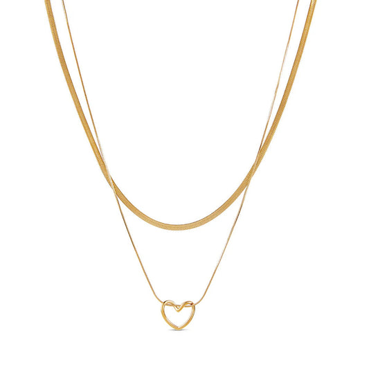 Set Minimalist Heart Necklace 18K Gold Plated in 18K gold-plated – Meiva necklace