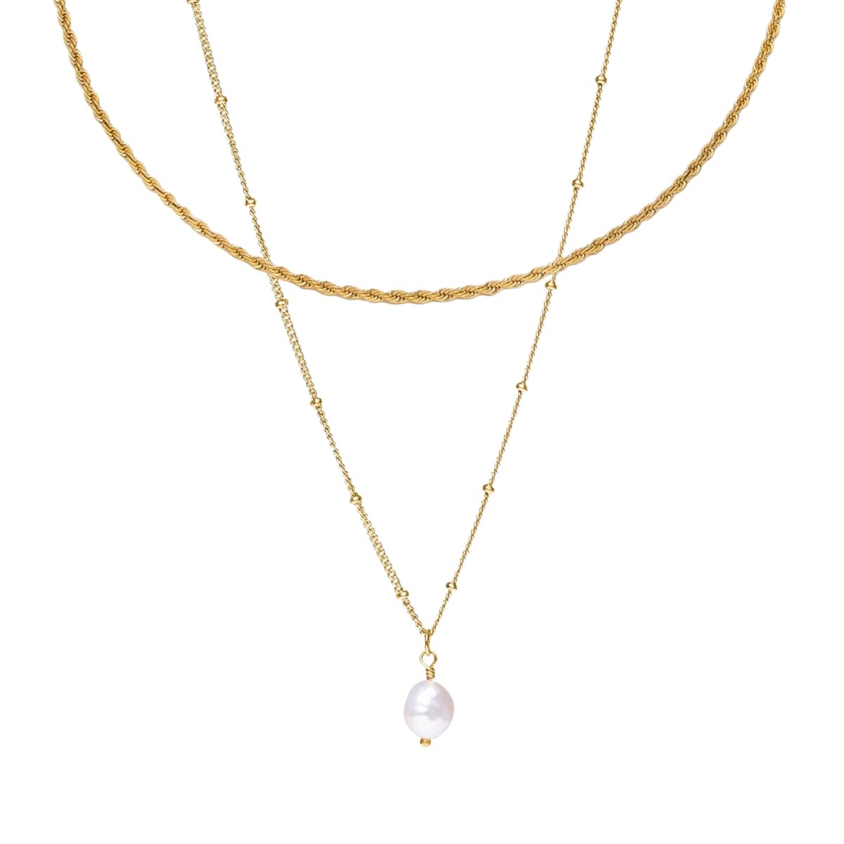 Necklace Everyday Mix Double 18K Gold-Plated in 18K gold-plated – Meiva necklace