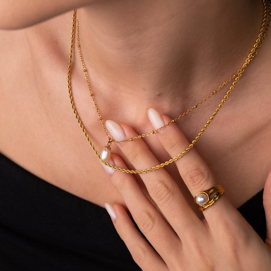 Necklace Everyday Mix Double 18K Gold-Plated in 18K gold-plated – Meiva necklace view 2