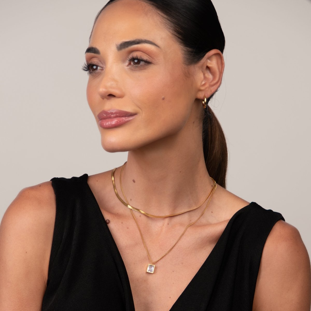 Necklace Paris Mix Gold Plated 18K in 18K gold-plated – Meiva necklace view 4