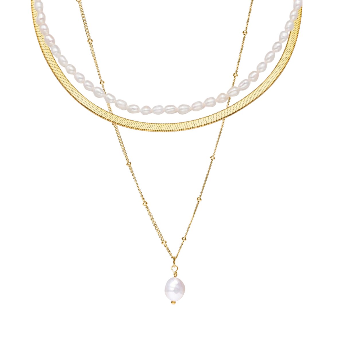 Necklace Noronha Mix Triple 18K Gold Plated in 18K gold-plated – Meiva necklace