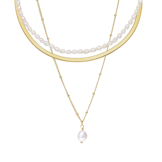 Necklace Noronha Mix Triple 18K Gold Plated in 18K gold-plated – Meiva necklace