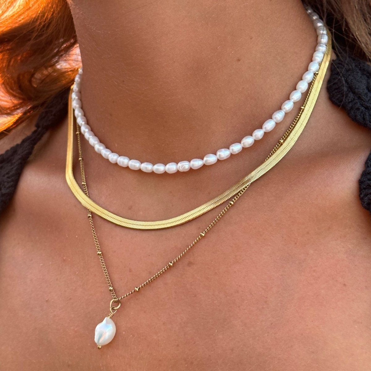 Necklace Noronha Mix Triple 18K Gold Plated in 18K gold-plated – Meiva necklace view 2