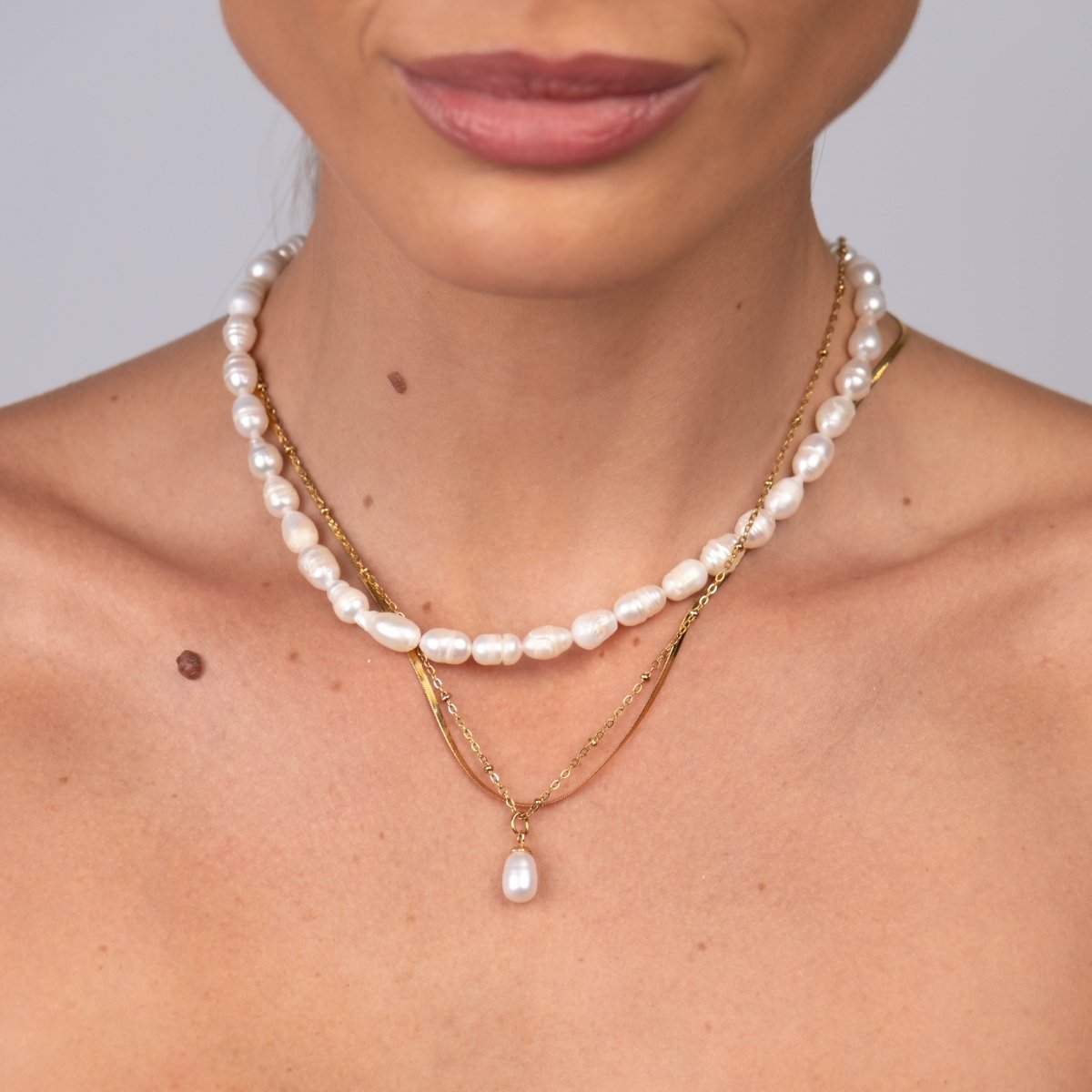 Necklace Noronha Mix Triple 18K Gold Plated in 18K gold-plated – Meiva necklace view 3