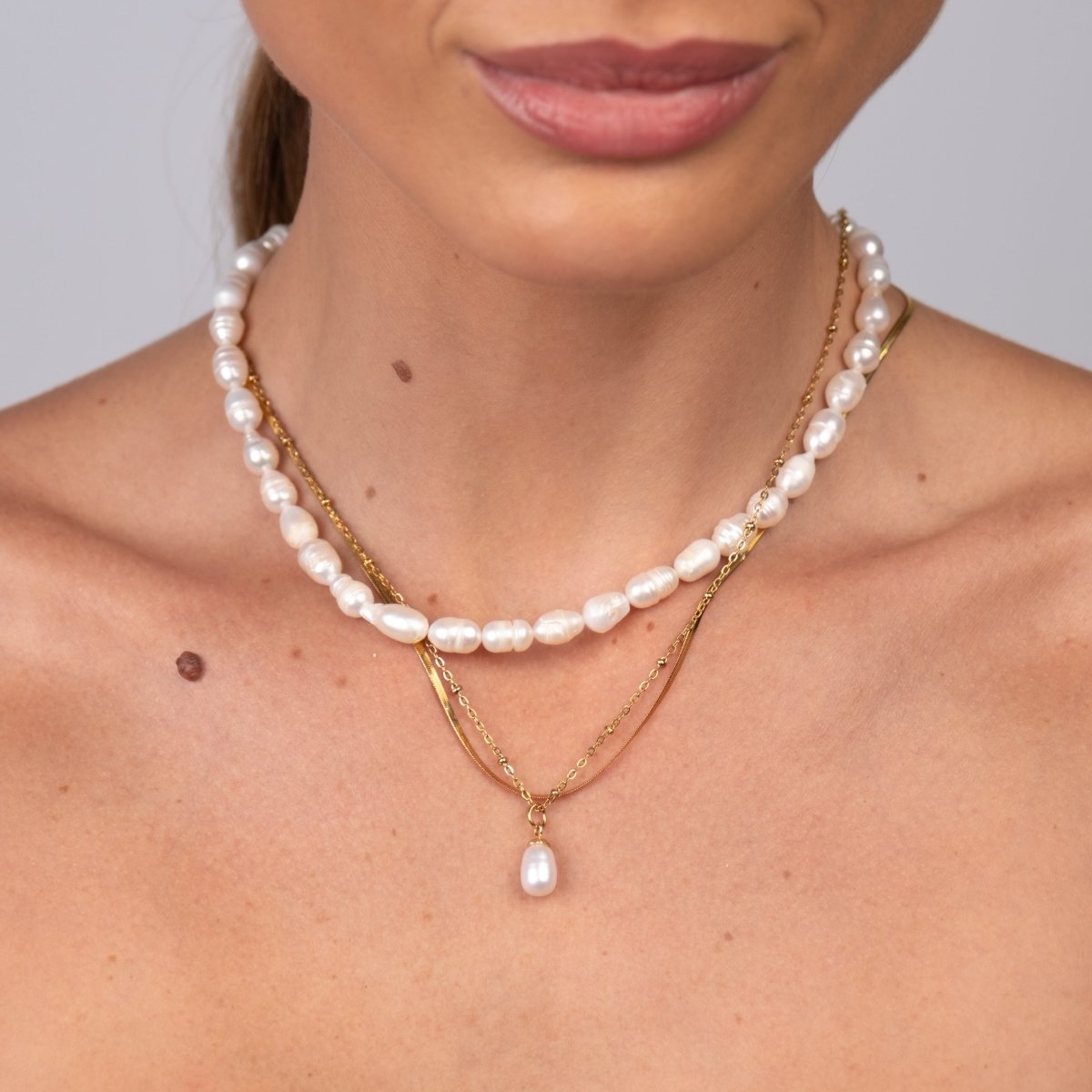 Necklace Noronha Mix Triple 18K Gold Plated in 18K gold-plated – Meiva necklace view 4