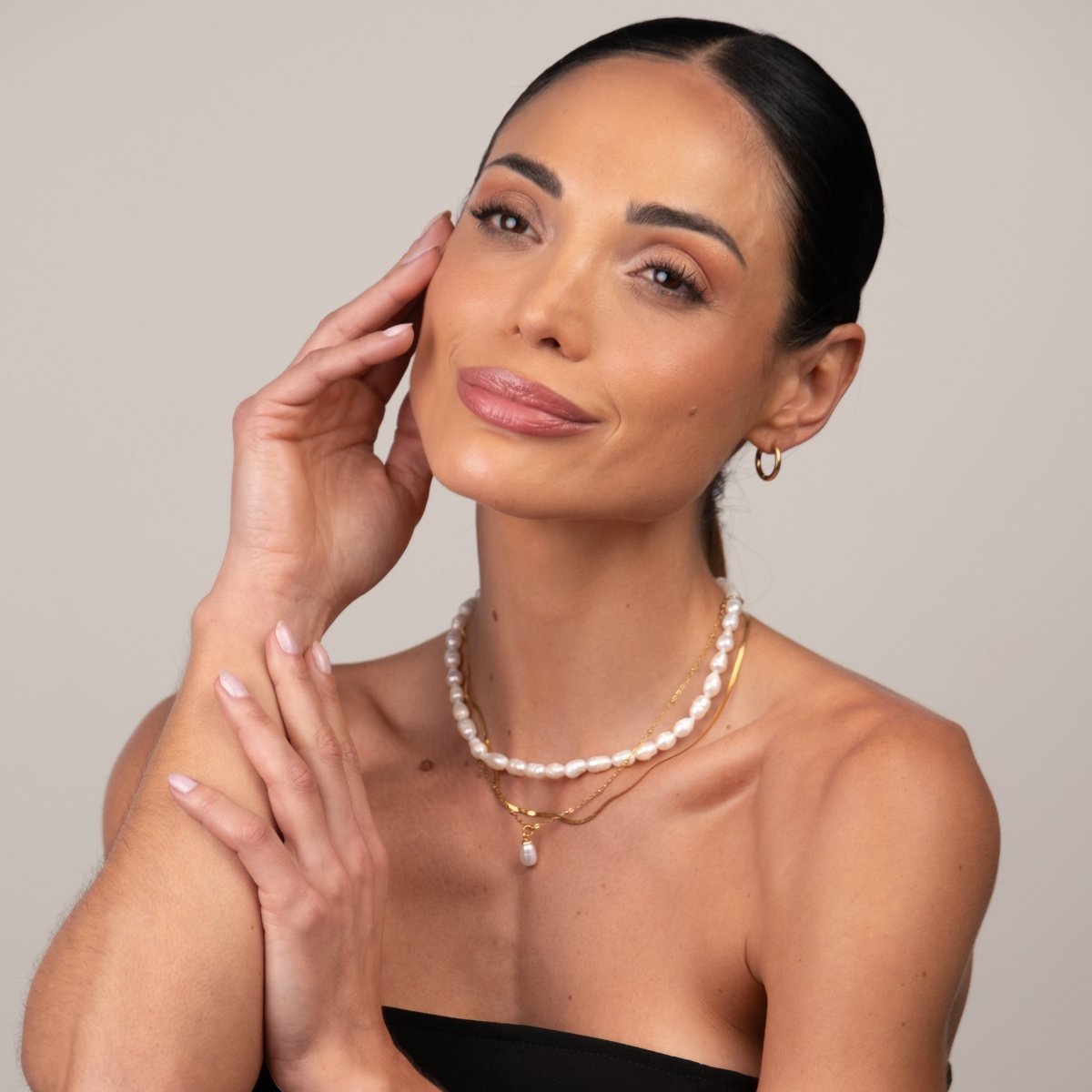 Necklace Noronha Mix Triple 18K Gold Plated in 18K gold-plated – Meiva necklace view 5