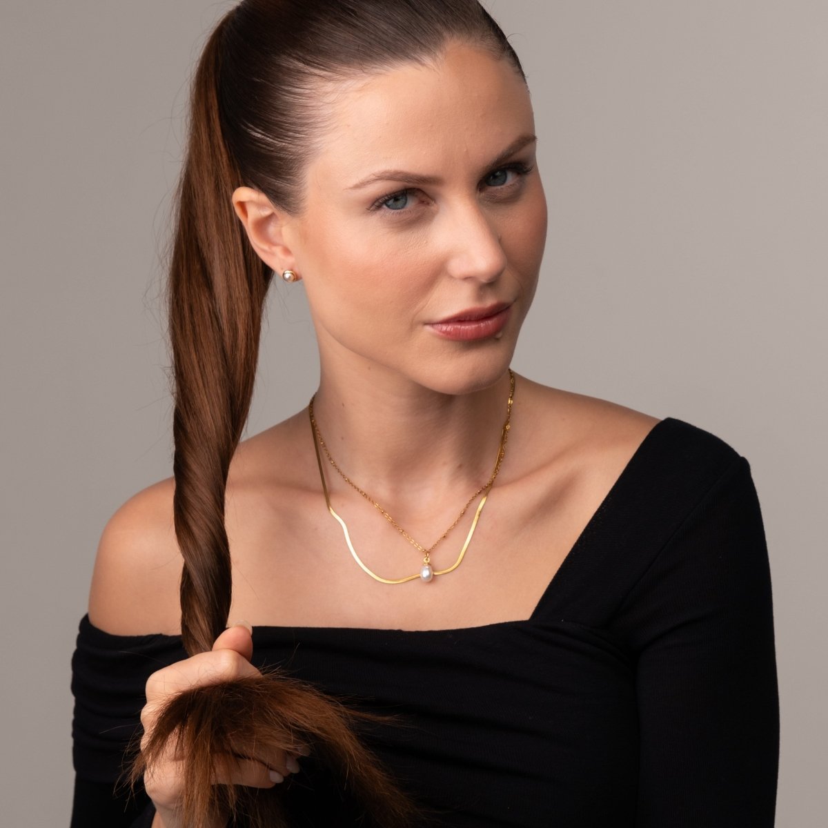 Necklace Shine Double Set 18K Gold-Plated in 18K gold-plated – Meiva necklace view 5