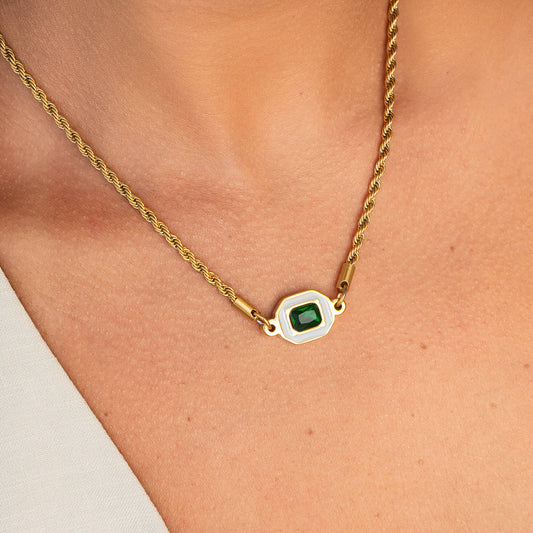 Necklace Aura Emerald 18K Gold Plated in 18K gold-plated – Meiva necklace view 2