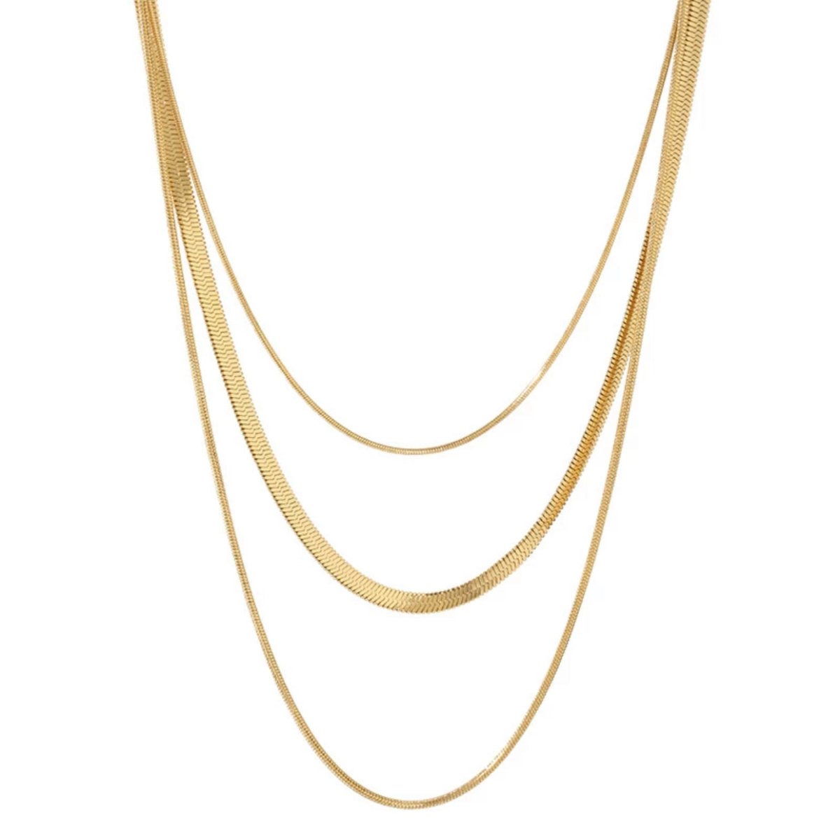 Necklace Celina Triple Layer Mesh 18K Gold Plated in 18K gold-plated – Meiva necklace