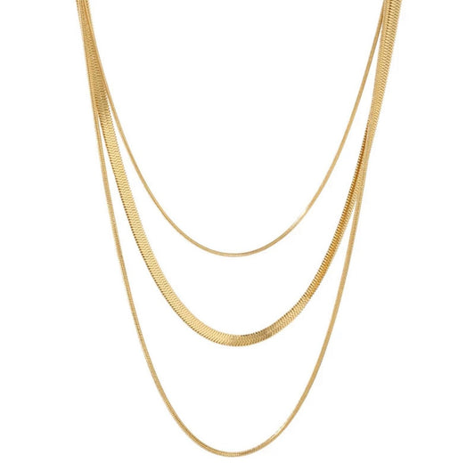 Necklace Celina Triple Layer Mesh 18K Gold Plated in 18K gold-plated – Meiva necklace