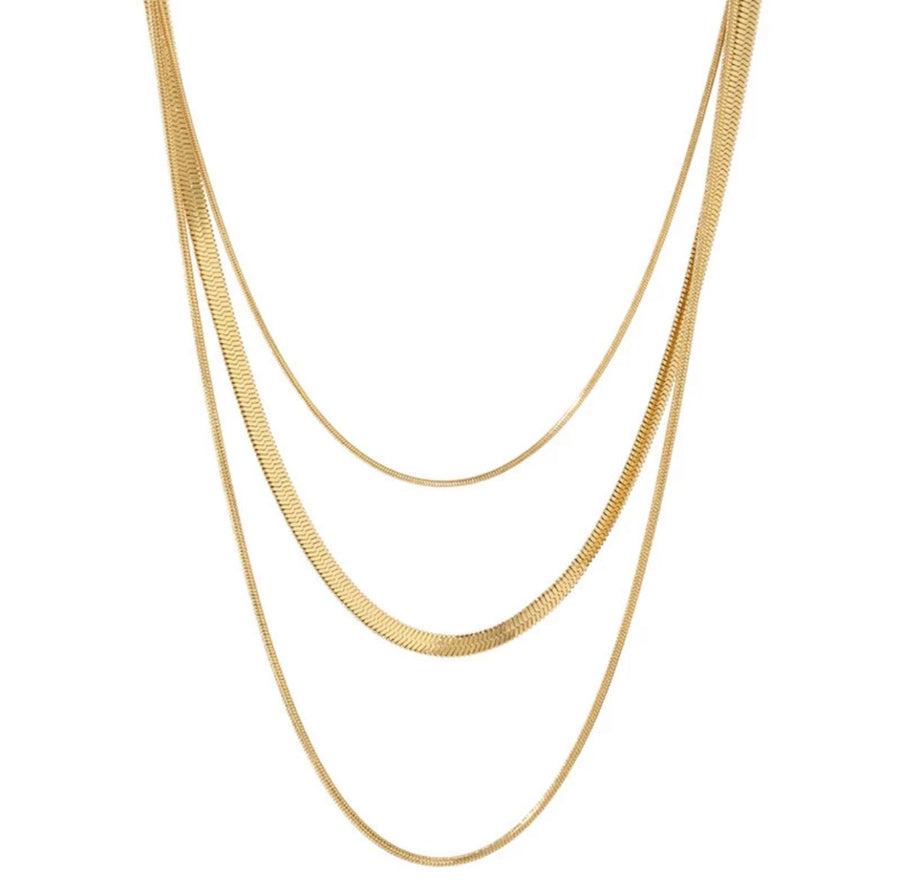 Celina Triple Layer Mesh Necklace in Gold