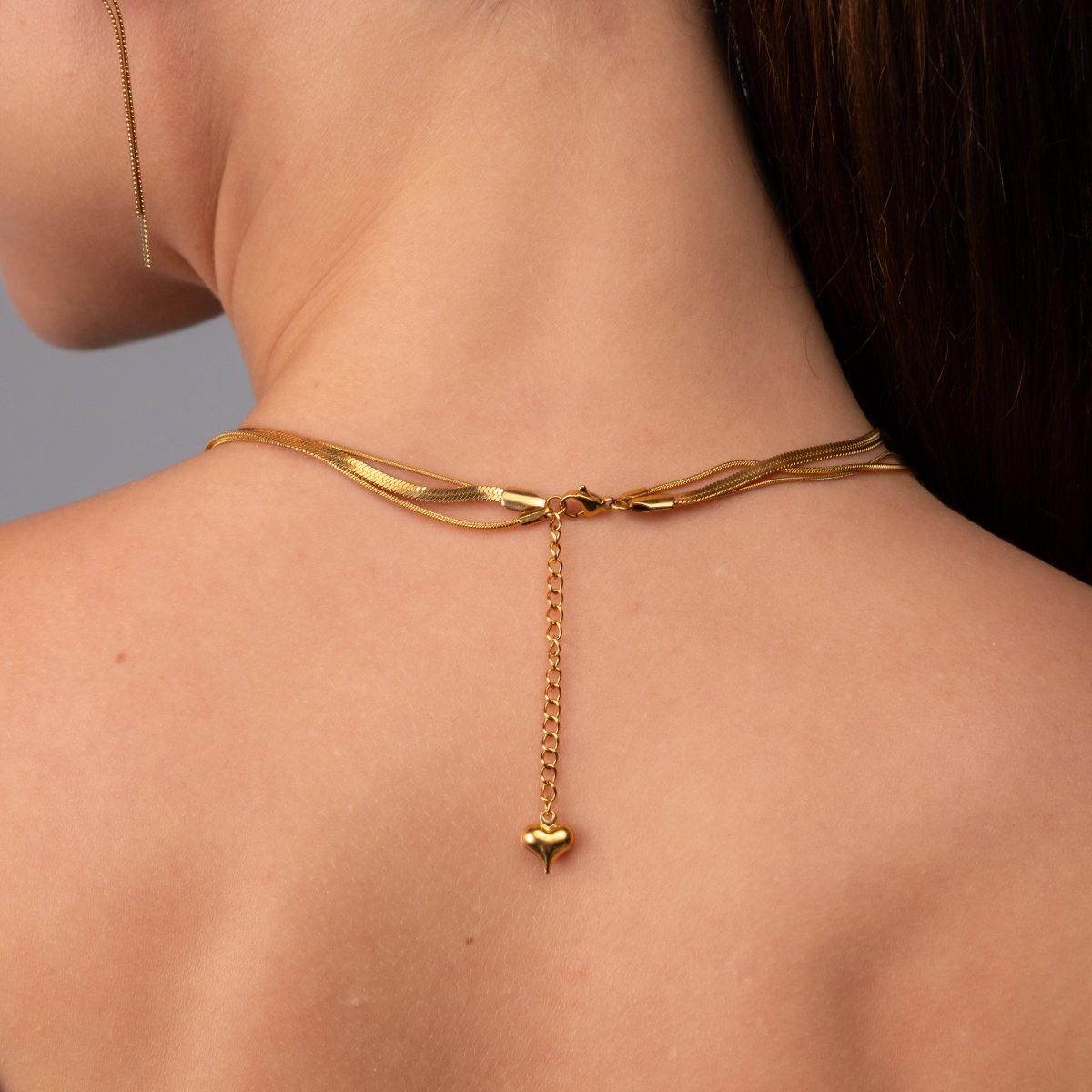 Necklace Celina Triple Layer Mesh 18K Gold Plated in 18K gold-plated – Meiva necklace view 4