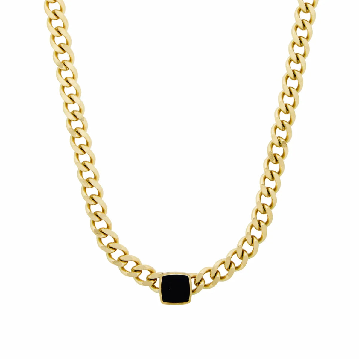 Necklace Square Onyx Stone Chain 18K Gold-Plated in 18K gold-plated – Meiva necklace