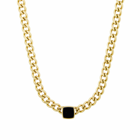 Necklace Square Onyx Stone Chain 18K Gold-Plated in 18K gold-plated – Meiva necklace
