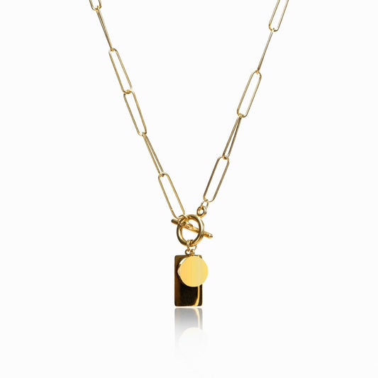 Necklace Smooth Geometric Pendant Chain 18K Gold-Plated in 18K gold-plated – Meiva necklace