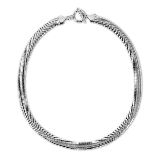 Women's Stainless Steel 18K Gold-Plated Necklace – Gaia Mesh Choker Silver – Meiva necklace