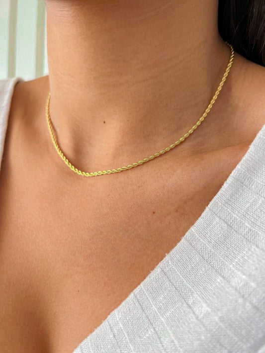 Necklace Fine 2mm Brazilian Chain 18K Gold-Plated in 18K gold-plated – Meiva necklace view 2