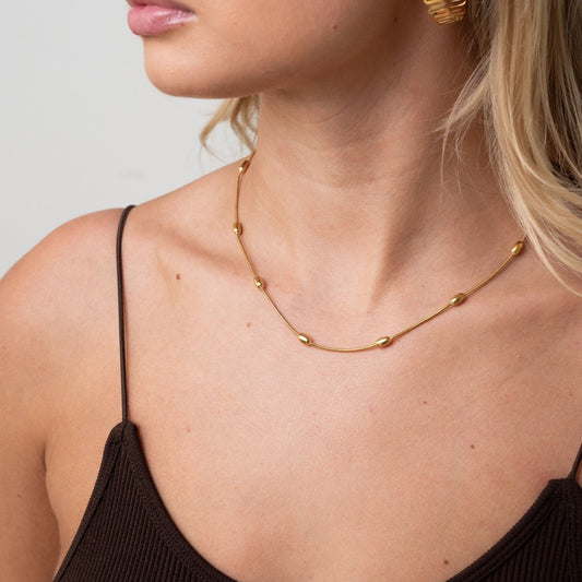 Women's Stainless Steel 18K Gold-Plated Necklace – Sphere – Meiva necklace view 2