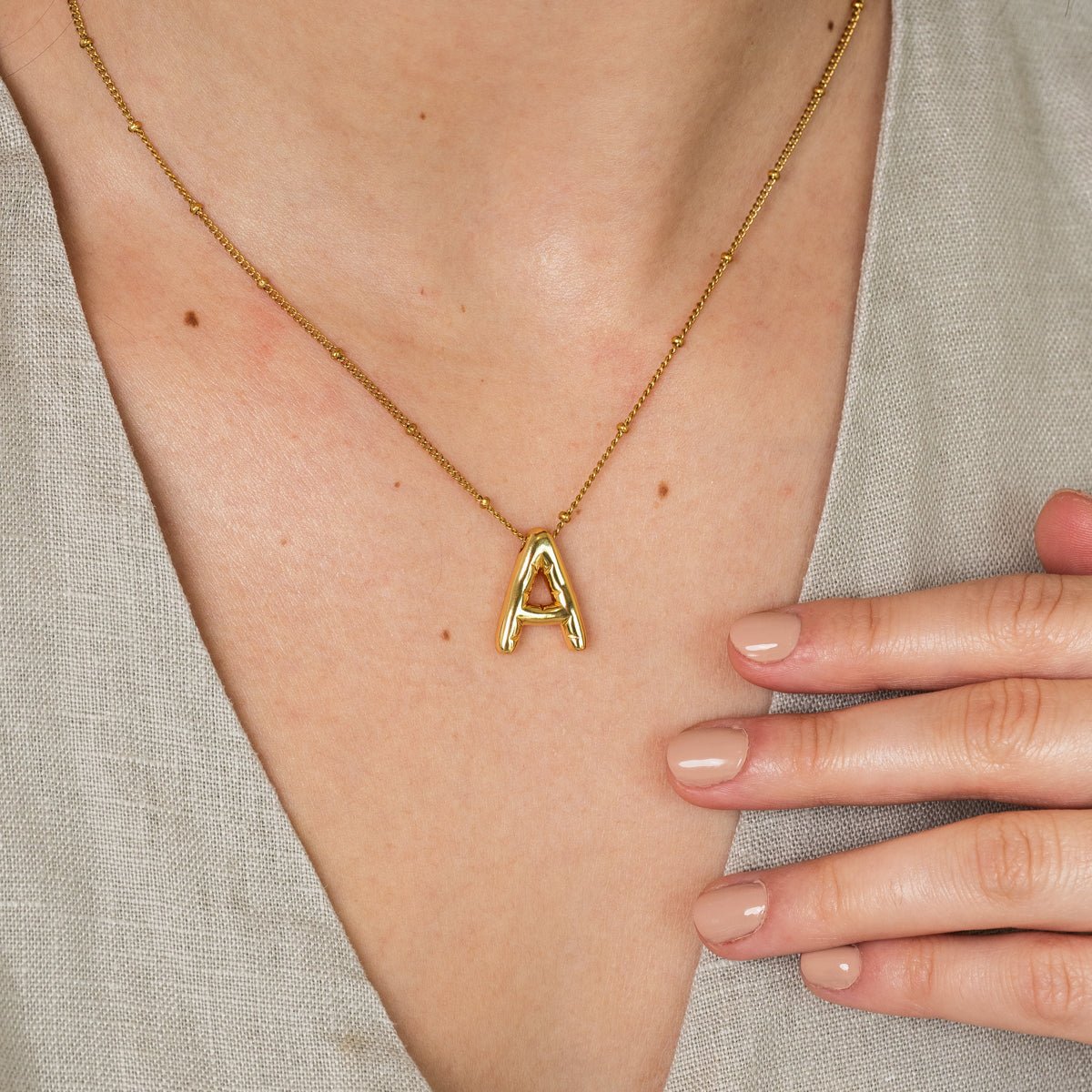 Necklace Bold Initial Letter 18K Gold-Plated in 18K gold-plated – Meiva necklace view 2