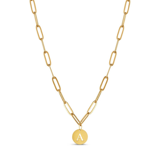 Necklace Clip Chain Initial Letter 18K Gold Plated in 18K gold-plated – Meiva necklace