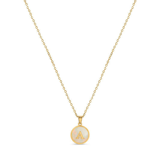 Necklace Marble Initial Letter 18K Gold Plated in 18K gold-plated – Meiva necklace