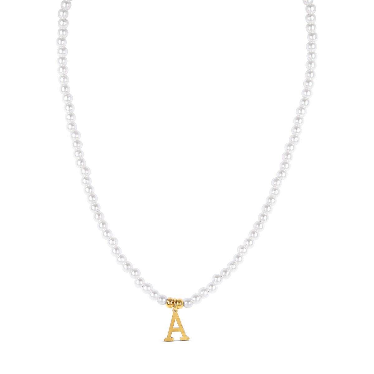 Necklace Pearl Initial Letter 18K Gold-Plated in 18K gold-plated, pearl – Meiva necklace