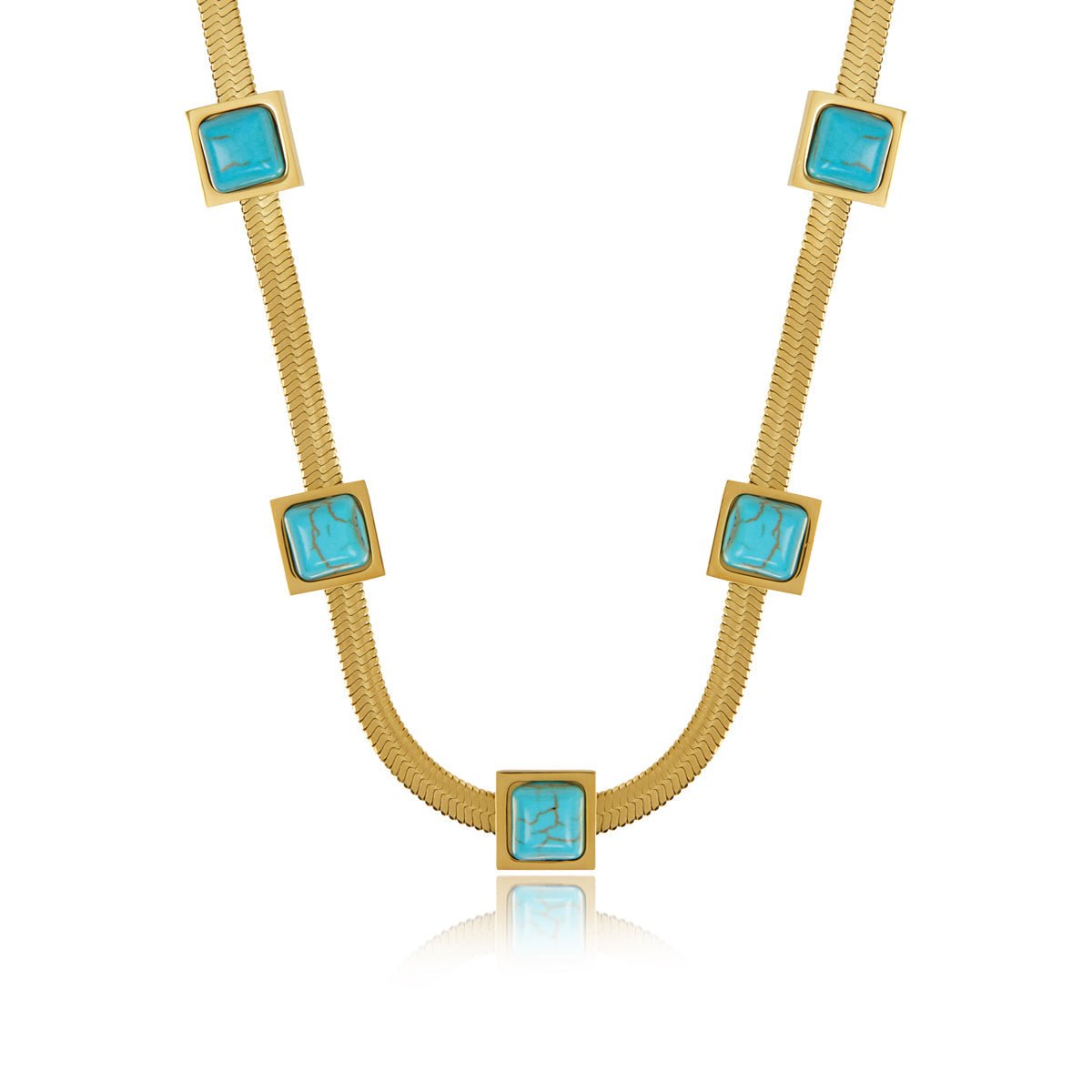 Necklace Aqua Stone Mesh 18K Gold-Plated in 18K gold-plated – Meiva necklace