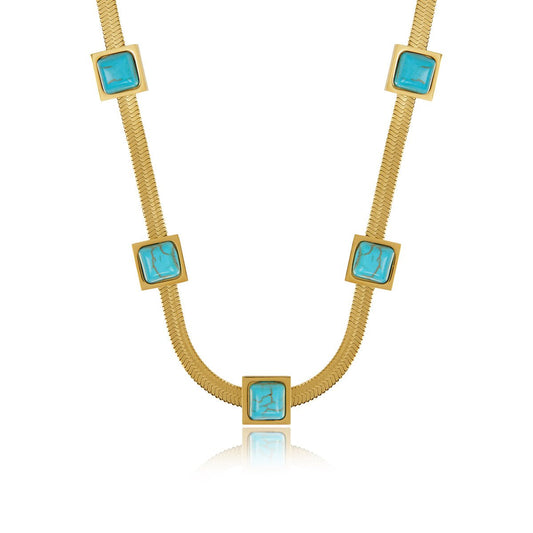 Necklace Aqua Stone Mesh 18K Gold-Plated in 18K gold-plated – Meiva necklace