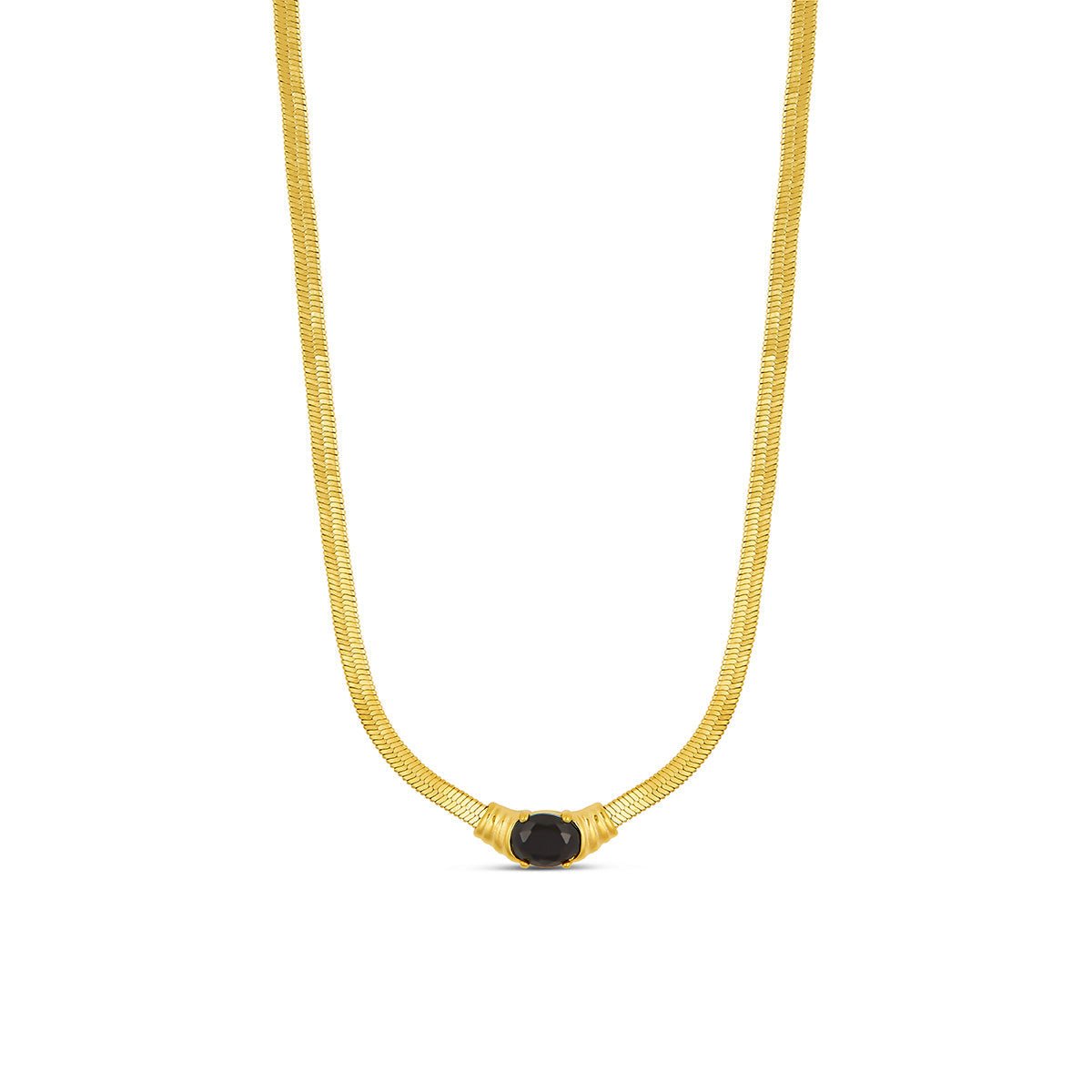Necklace Mesh Onyx Stone 18K Gold-Plated in 18K gold-plated – Meiva necklace
