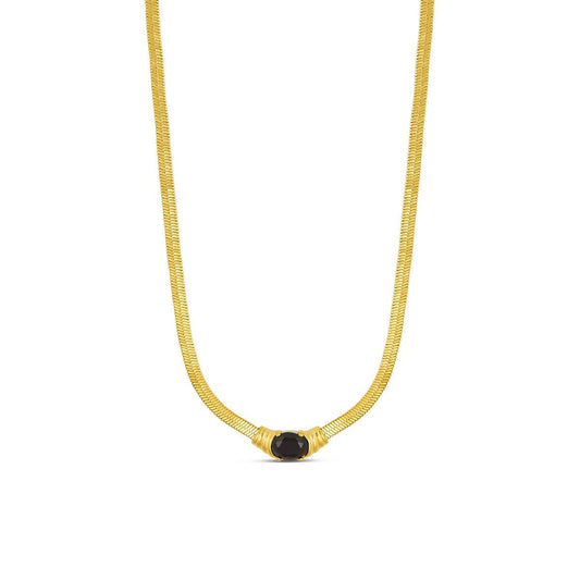 Necklace Mesh Onyx Stone 18K Gold-Plated in 18K gold-plated – Meiva necklace