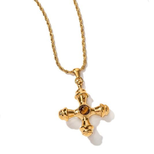 Necklace Tiger Eye 18K Gold-Plated in 18K gold-plated – Meiva necklace