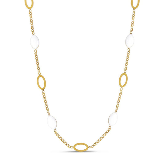 Women's Stainless Steel 18K Gold-Plated Necklace – Angellica Oval Pendant, Dainty – Meiva necklace