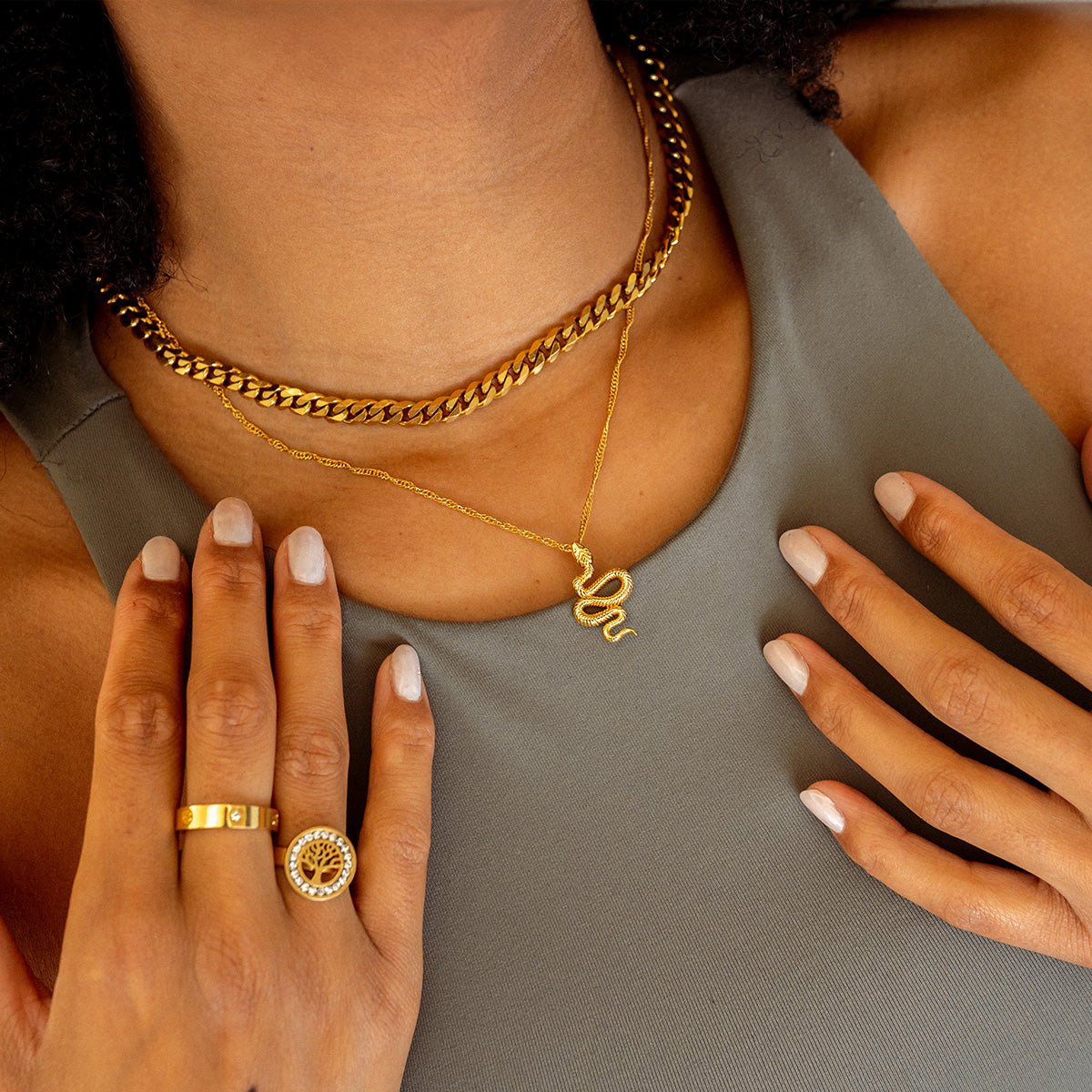 Necklace Snake Pendant 18K Gold-Plated in 18K gold-plated – Meiva necklace view 2