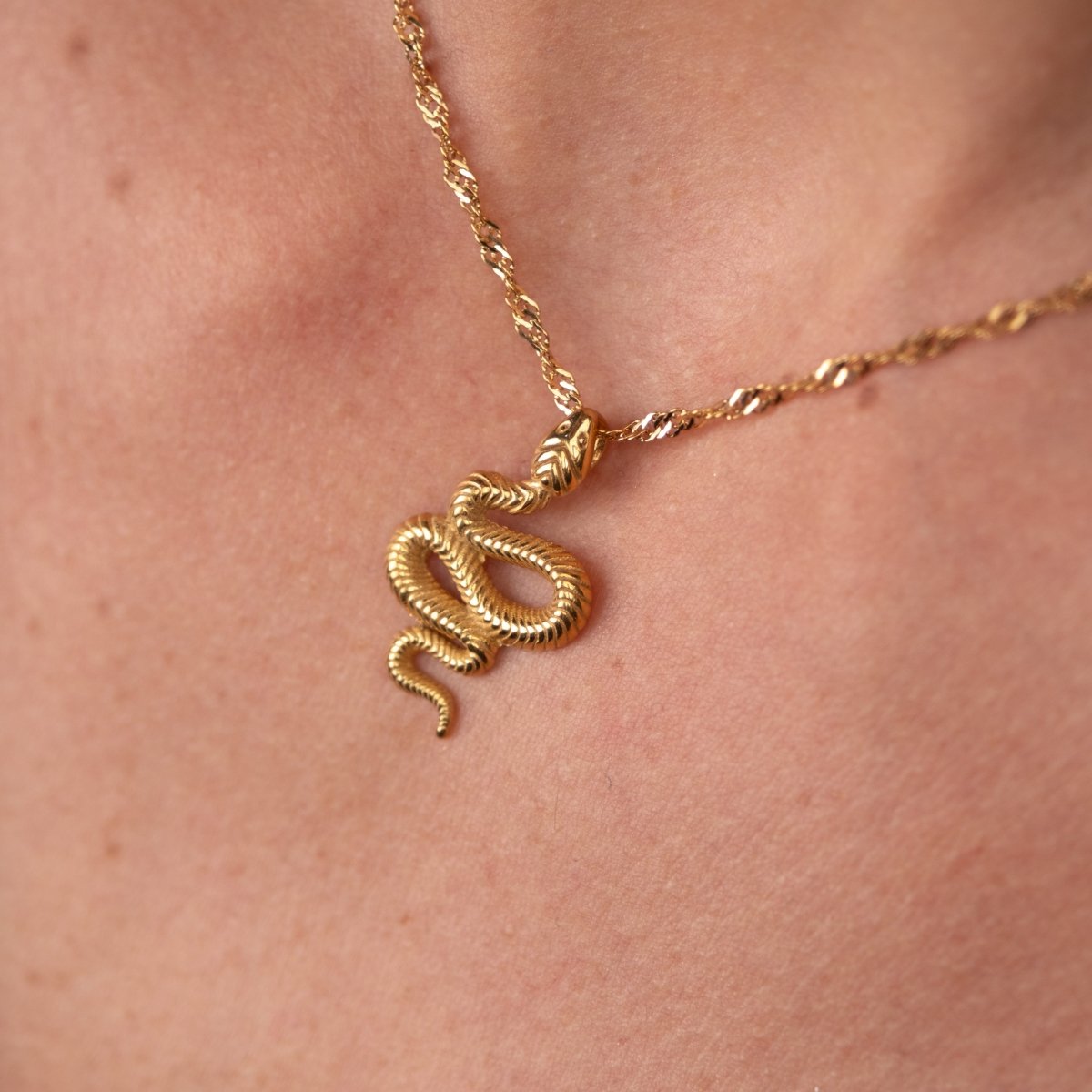 Necklace Snake Pendant 18K Gold-Plated in 18K gold-plated – Meiva necklace view 3