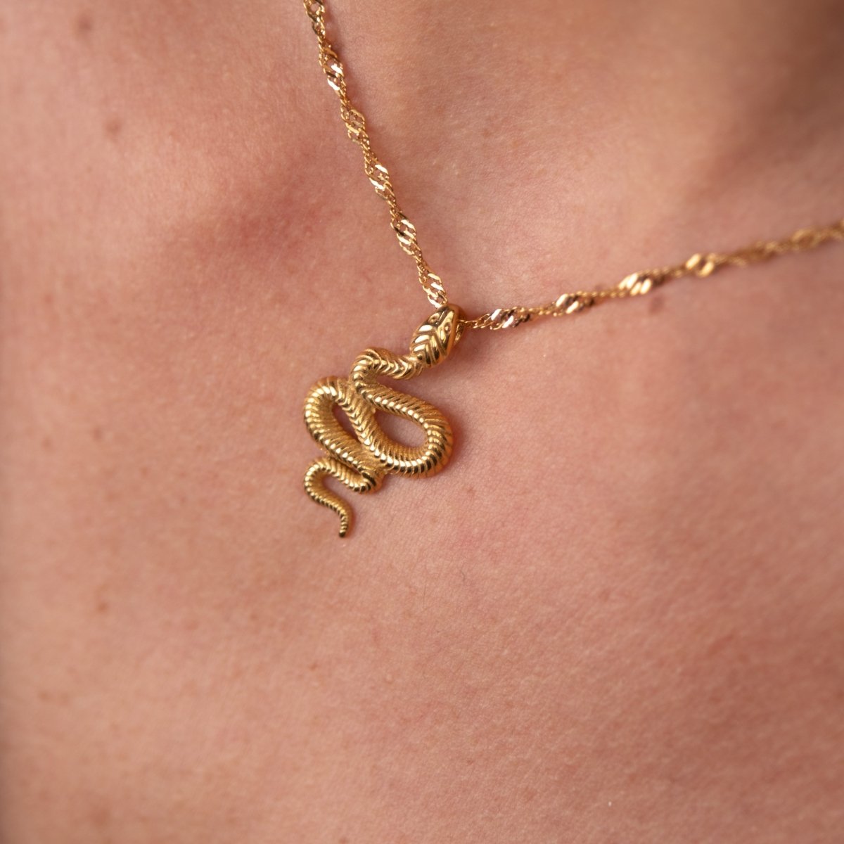 Necklace Snake Pendant 18K Gold-Plated in 18K gold-plated – Meiva necklace view 4