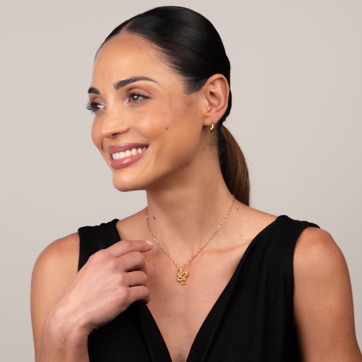 Necklace Snake Pendant 18K Gold-Plated in 18K gold-plated – Meiva necklace view 5