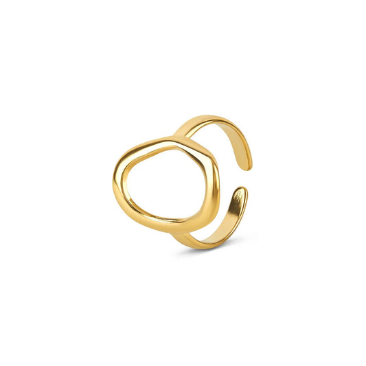 Women's Stainless Steel 18K Gold-Plated Ring – Abstract Organic Contour, Layered – Meiva ring