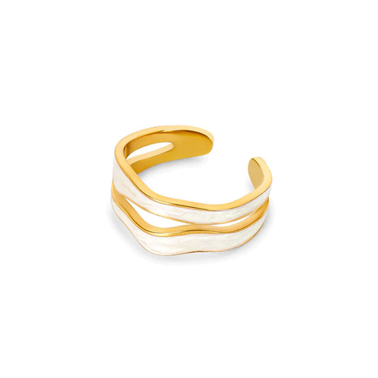 Ring Abstract Mother-of-Pearl Adjustable 18K Gold-Plated in 18K gold-plated, pearl – Meiva ring